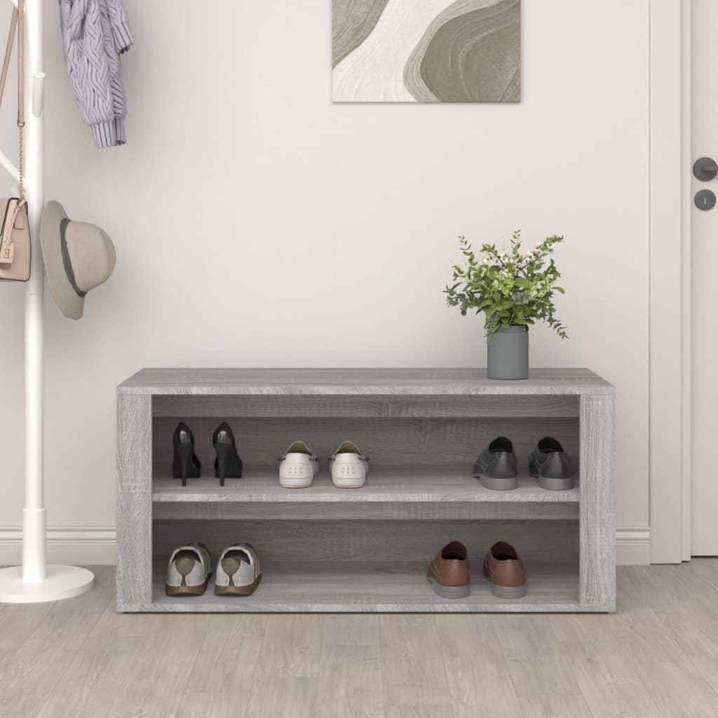 Étagère à chaussures gris Sonoma 100x35x45 cm en bois