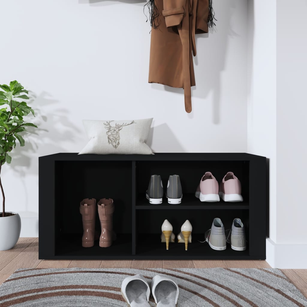 Étagère à chaussures noir 100x35x45 cm en bois