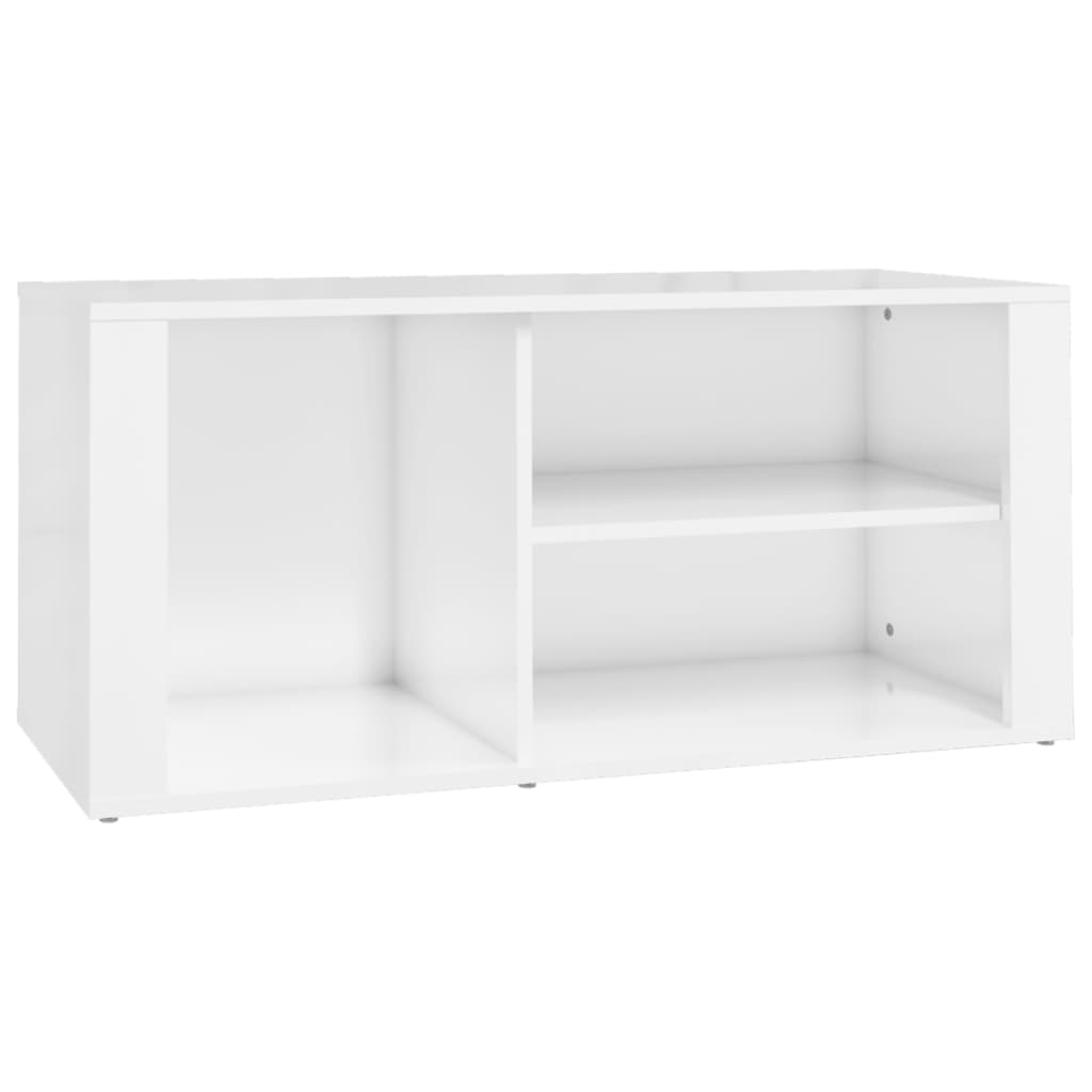 Shoe rack high-gloss white 100x35x45 cm made of wood