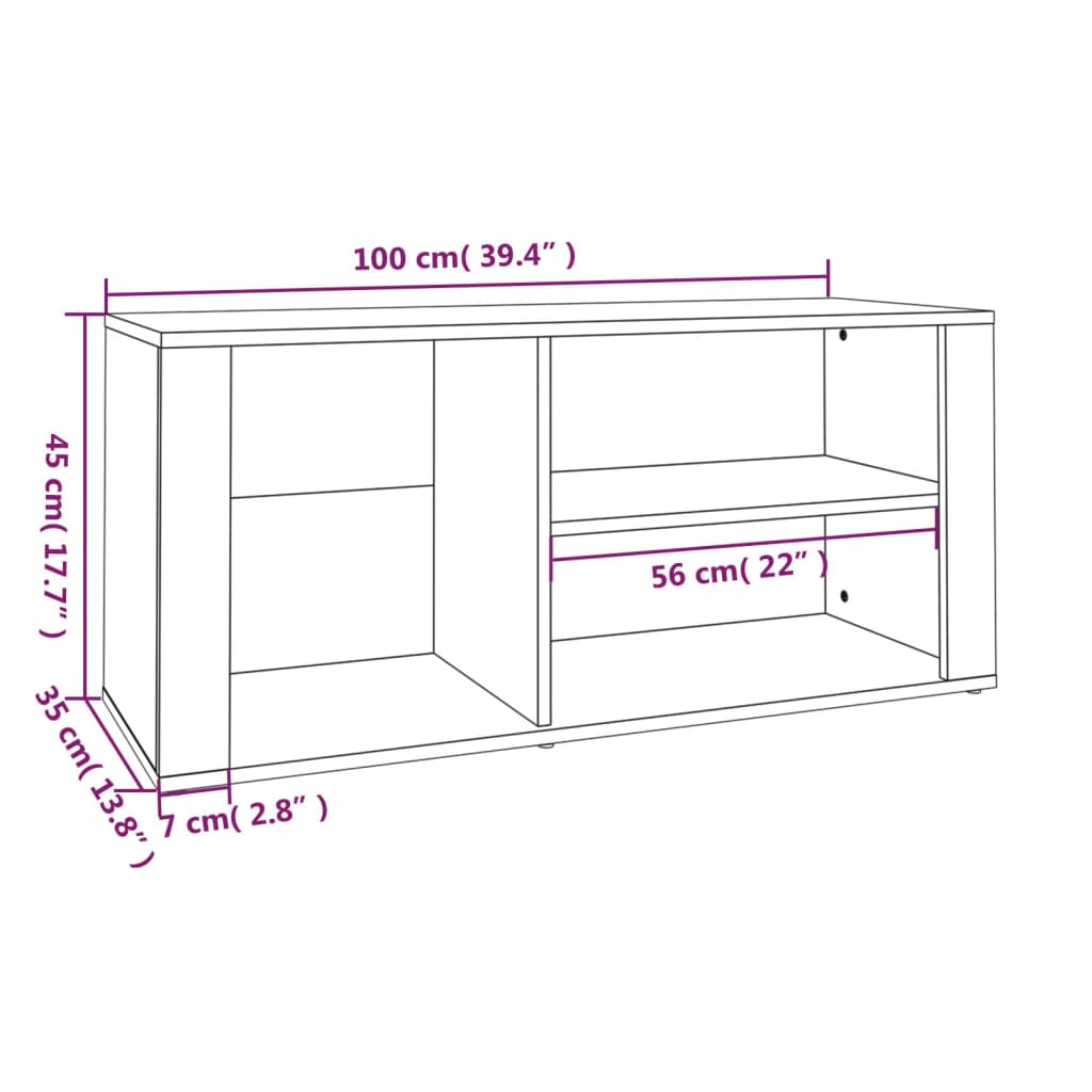 Shoe rack concrete gray 100x35x45 cm made of wood