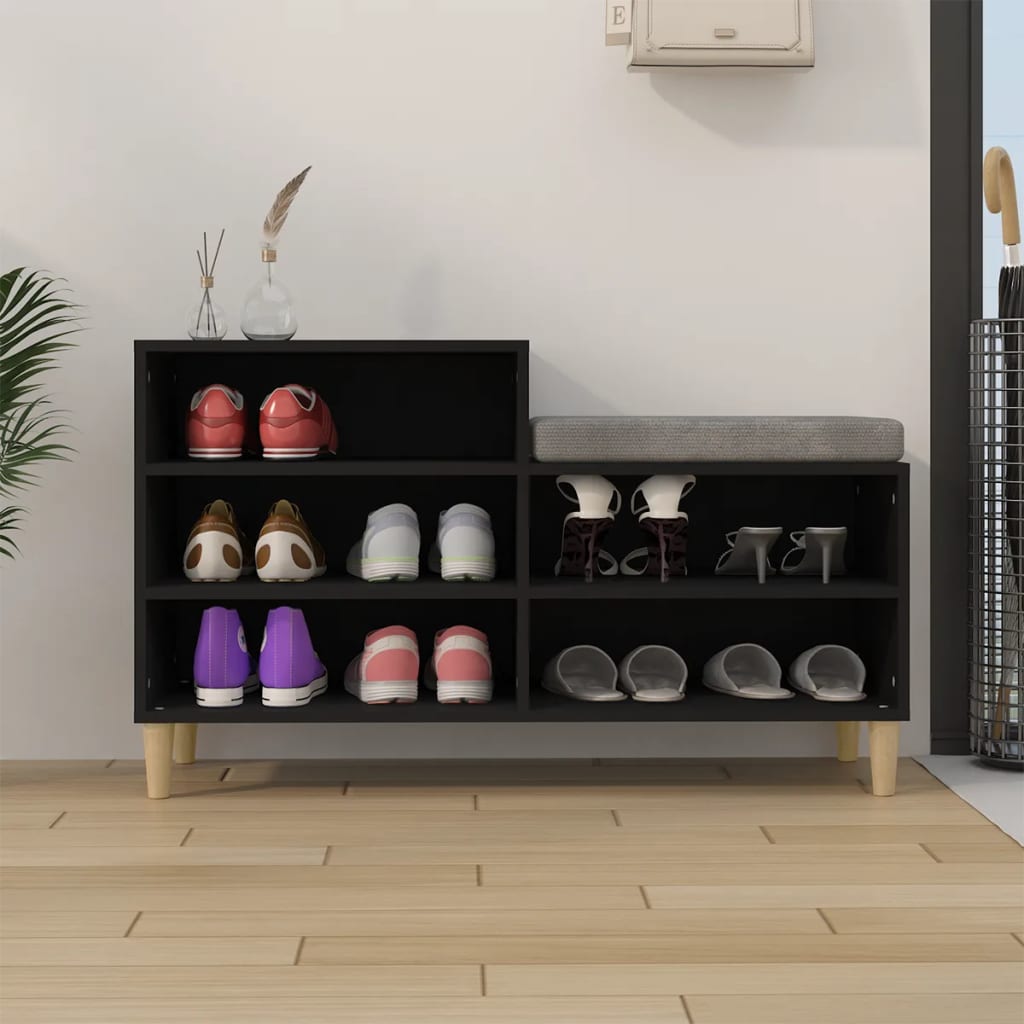 Étagère à chaussures noir 102x36x60 cm en bois