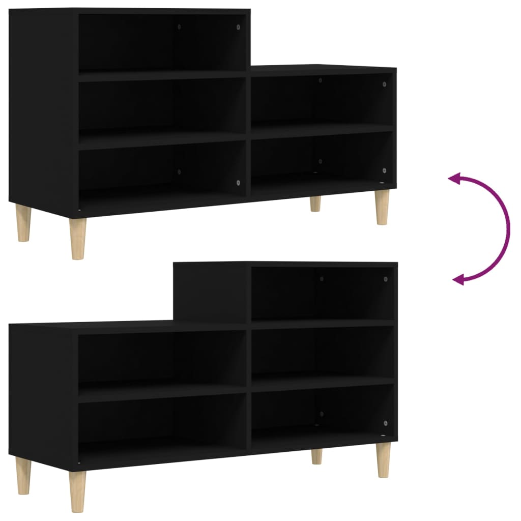 Étagère à chaussures noir 102x36x60 cm en bois