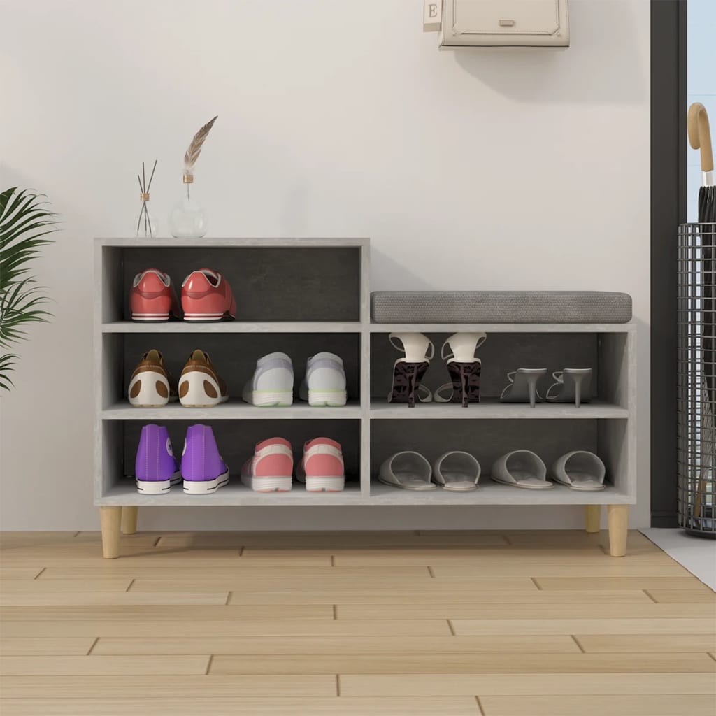 Shoe rack concrete gray 102x36x60 cm made of wood