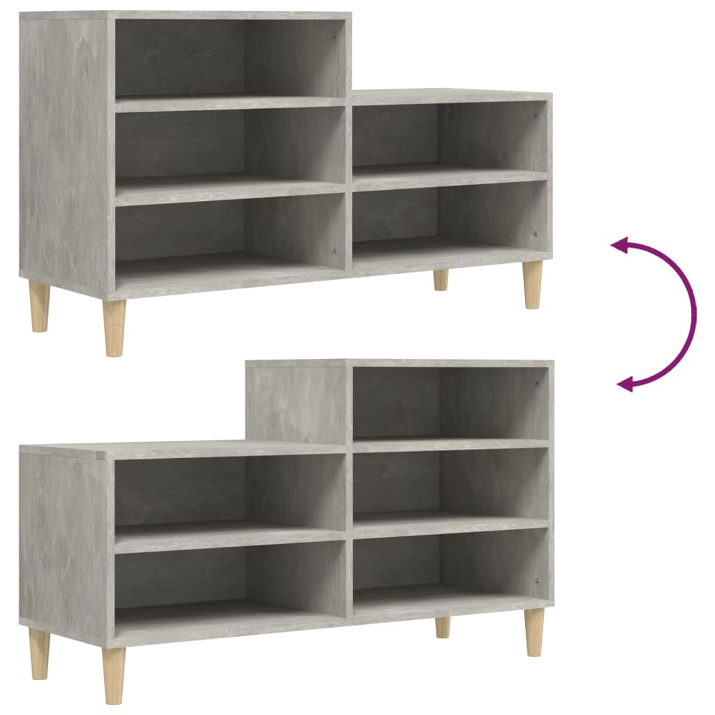 Shoe rack concrete gray 102x36x60 cm made of wood