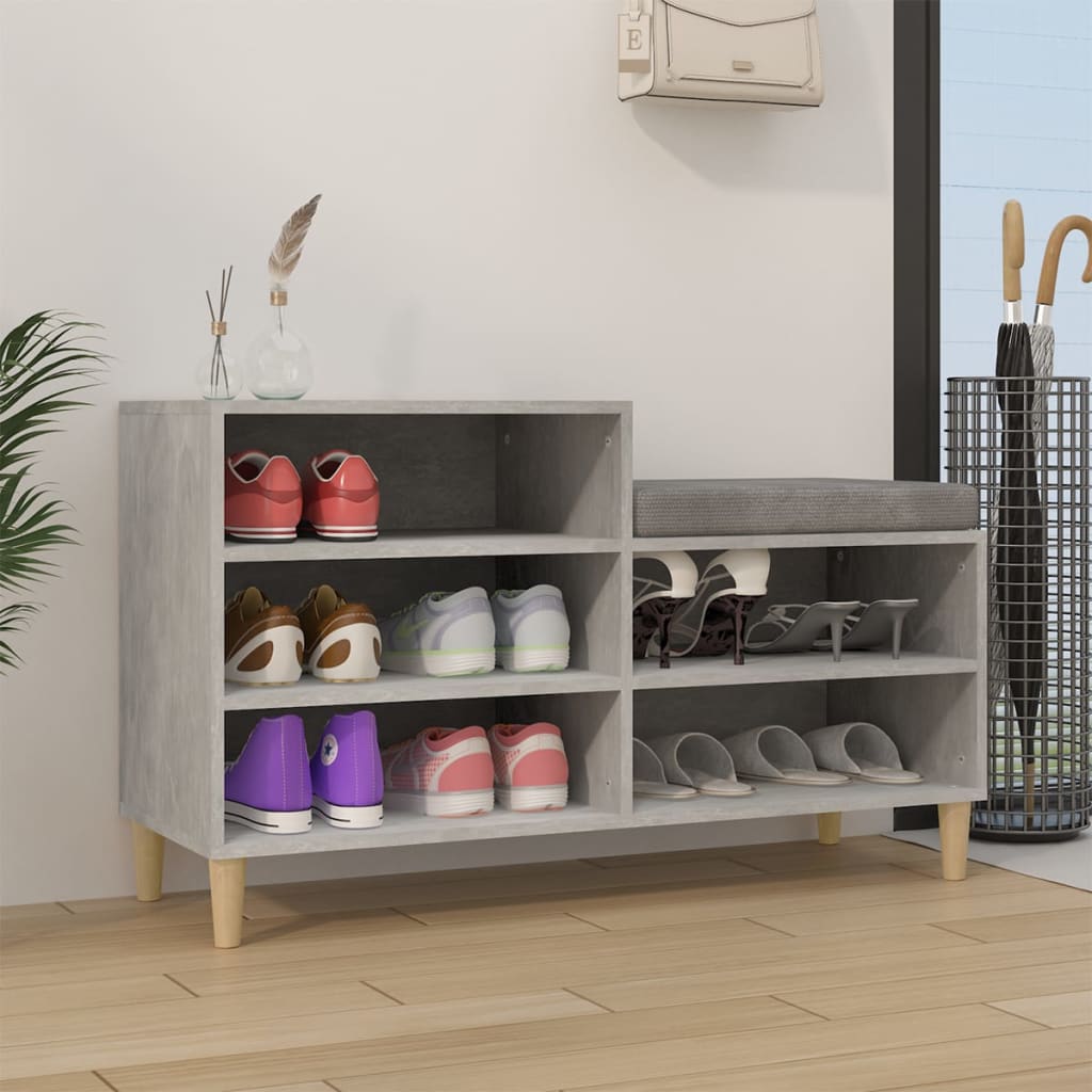 Shoe rack concrete gray 102x36x60 cm made of wood