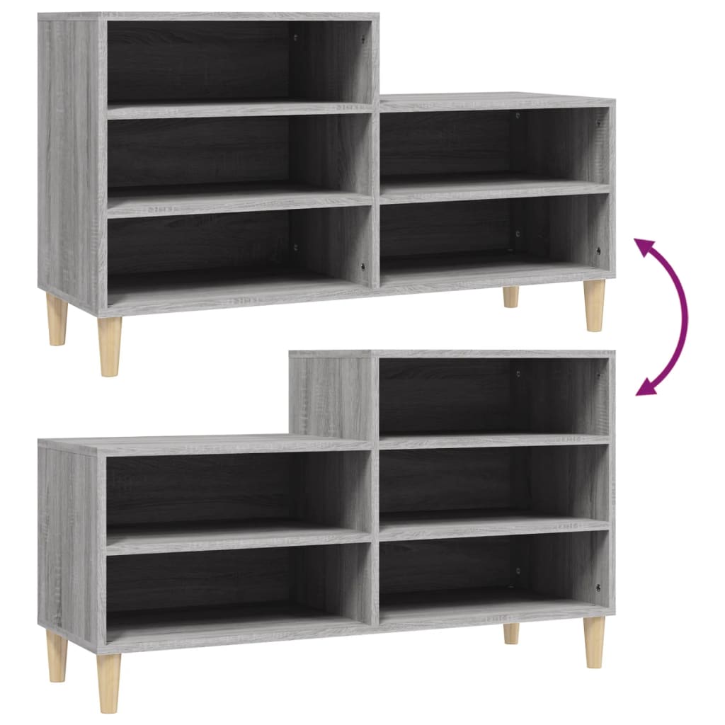Étagère à chaussures gris Sonoma 102x36x60 cm en bois
