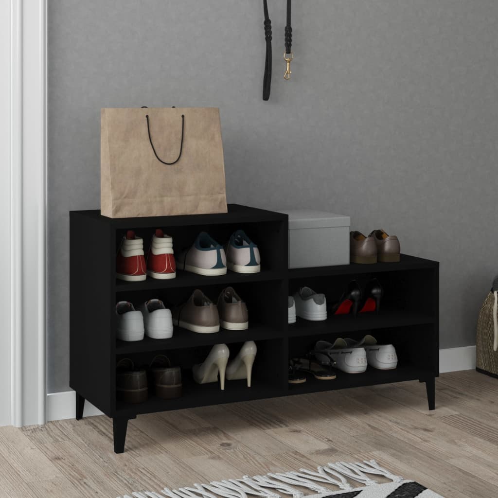 Étagère à chaussures noir 102x36x60 cm en bois