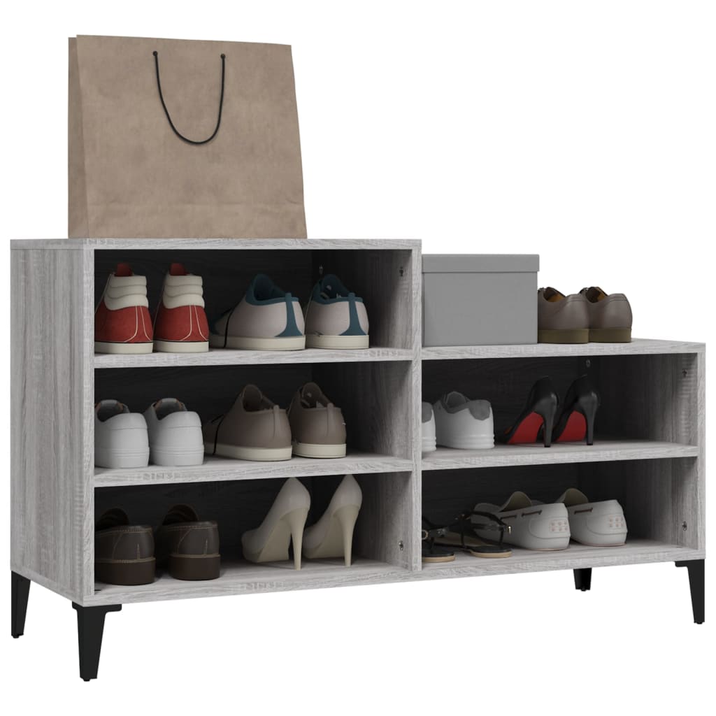 Étagère à chaussures gris Sonoma 102x36x60 cm en bois