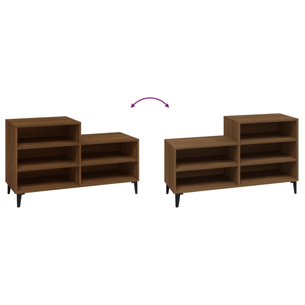 Étagère à chaussures aspect chêne marron 102x36x60 cm en bois