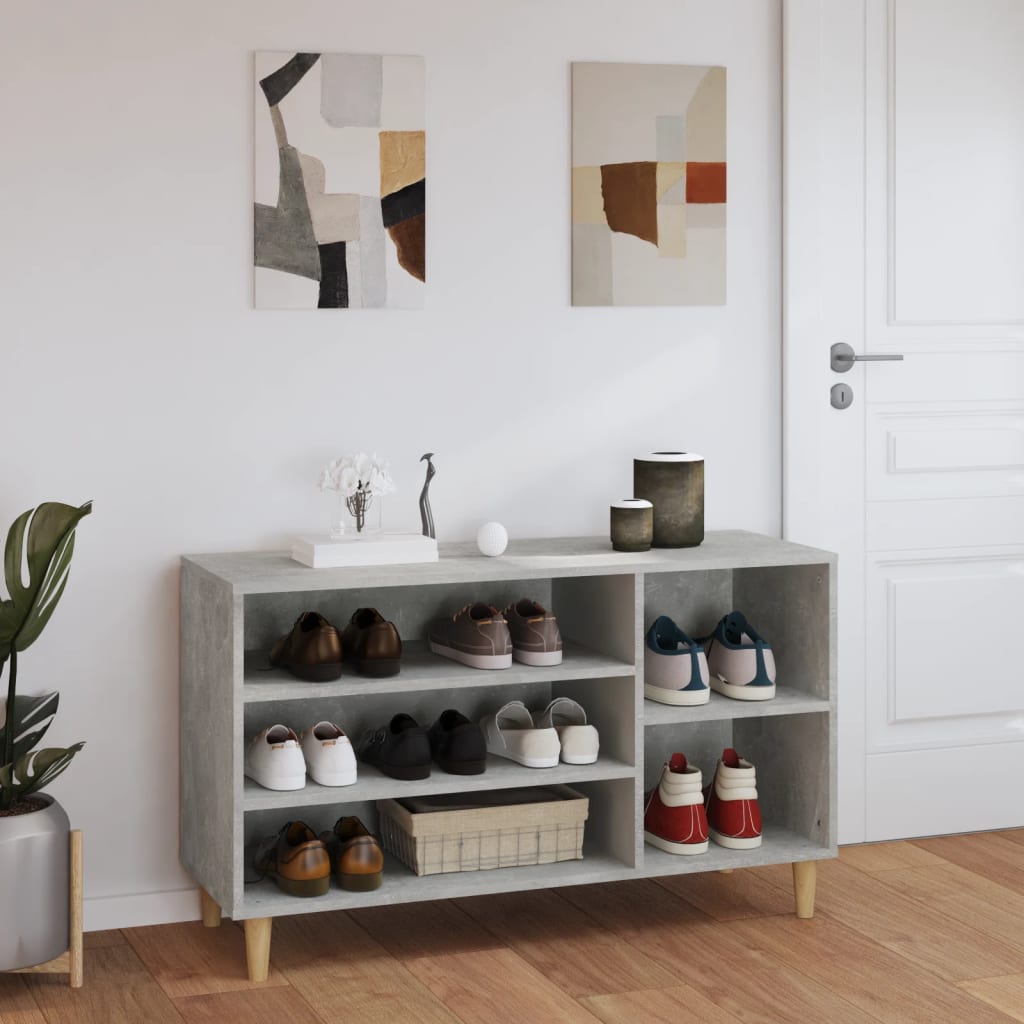 Shoe rack concrete gray 102x36x60 cm made of wood