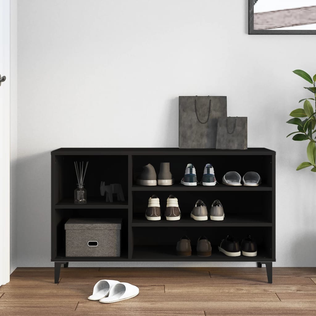 Étagère à chaussures noir 102x36x60 cm en bois