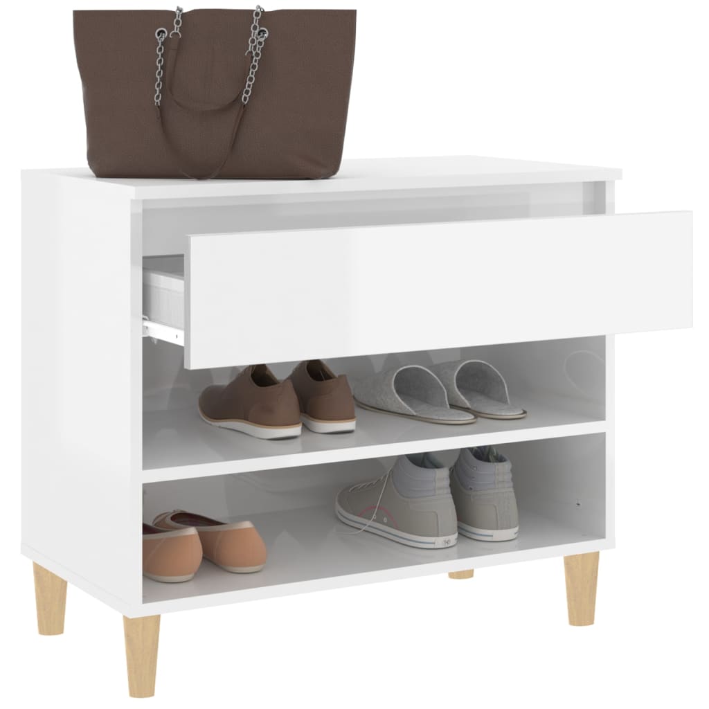 Shoe rack high-gloss white 70x36x60 cm made of wood