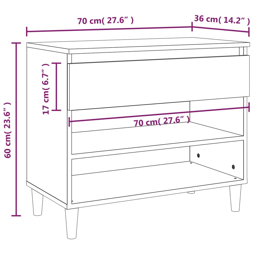 Shoe rack concrete gray 70x36x60 cm made of wood