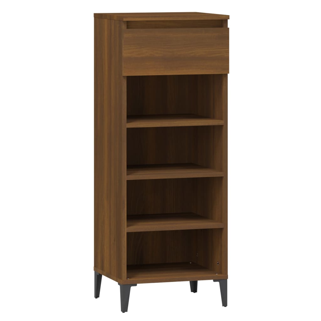 Étagère à chaussures aspect chêne marron 40x36x105 cm en bois