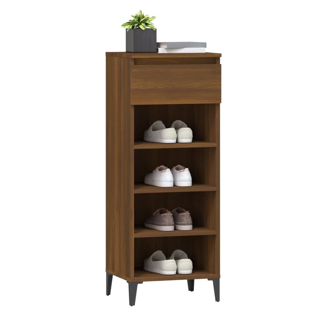 Étagère à chaussures aspect chêne marron 40x36x105 cm en bois