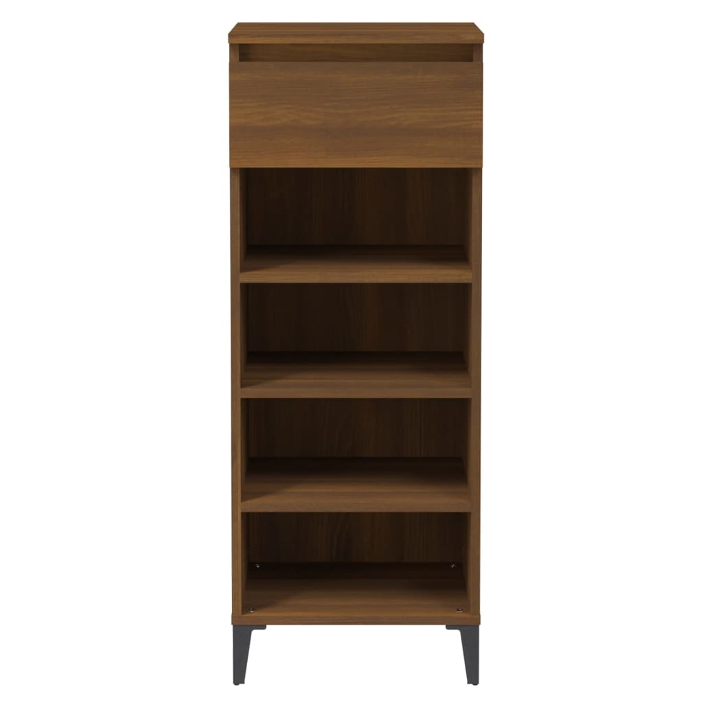 Étagère à chaussures aspect chêne marron 40x36x105 cm en bois