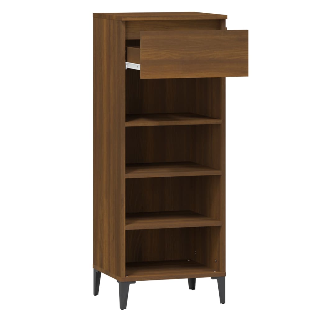 Étagère à chaussures aspect chêne marron 40x36x105 cm en bois