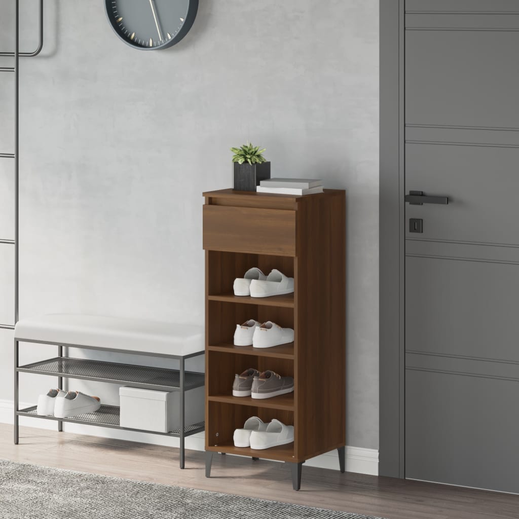 Étagère à chaussures aspect chêne marron 40x36x105 cm en bois