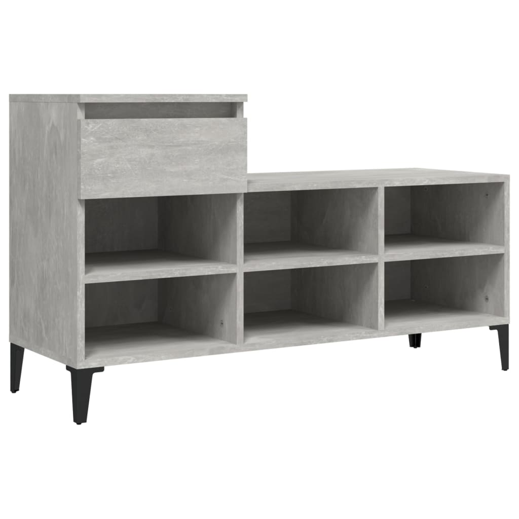 Shoe rack concrete gray 102x36x60 cm made of wood
