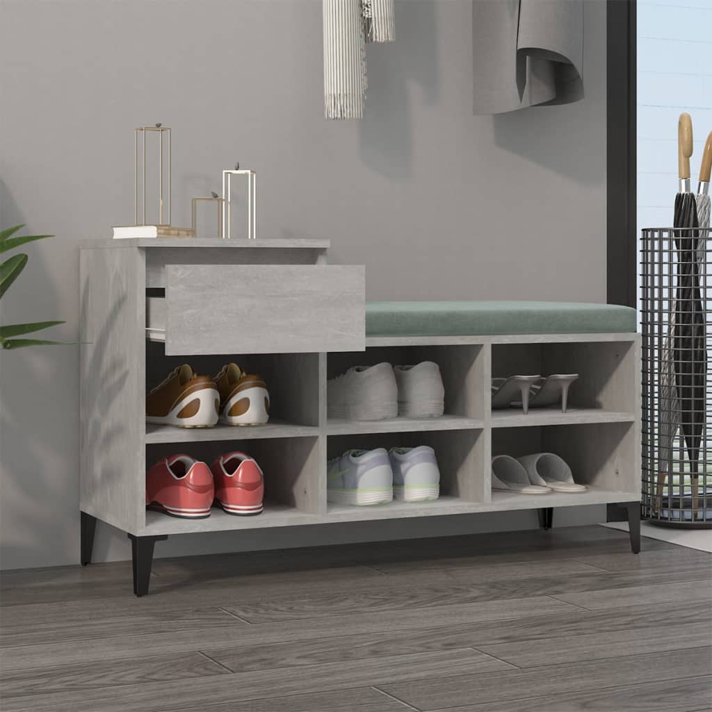 Shoe rack concrete gray 102x36x60 cm made of wood