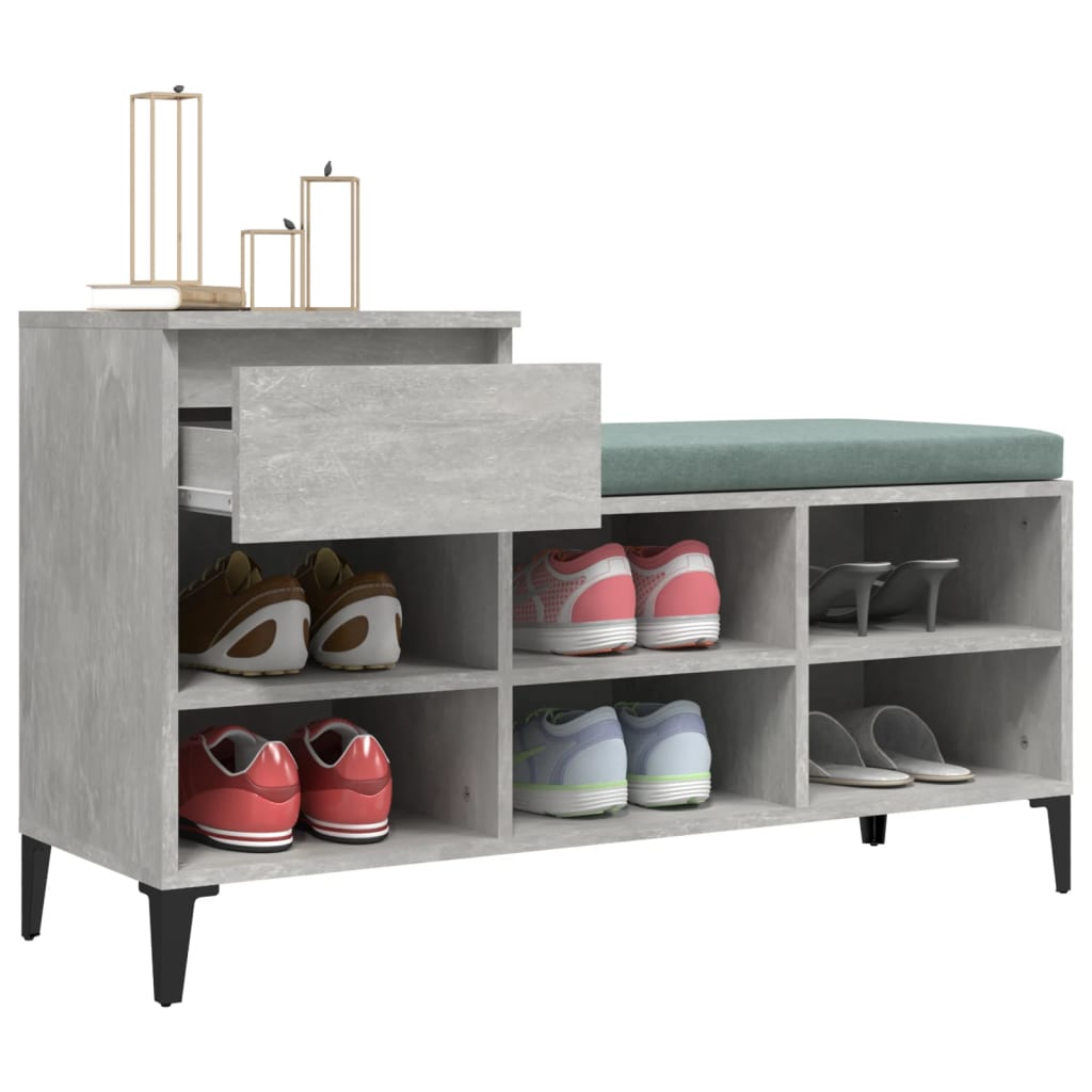 Shoe rack concrete gray 102x36x60 cm made of wood