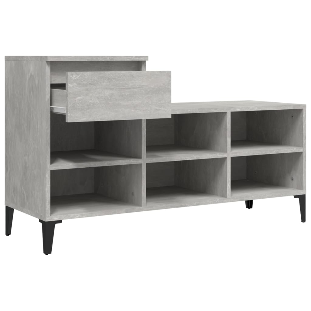 Shoe rack concrete gray 102x36x60 cm made of wood