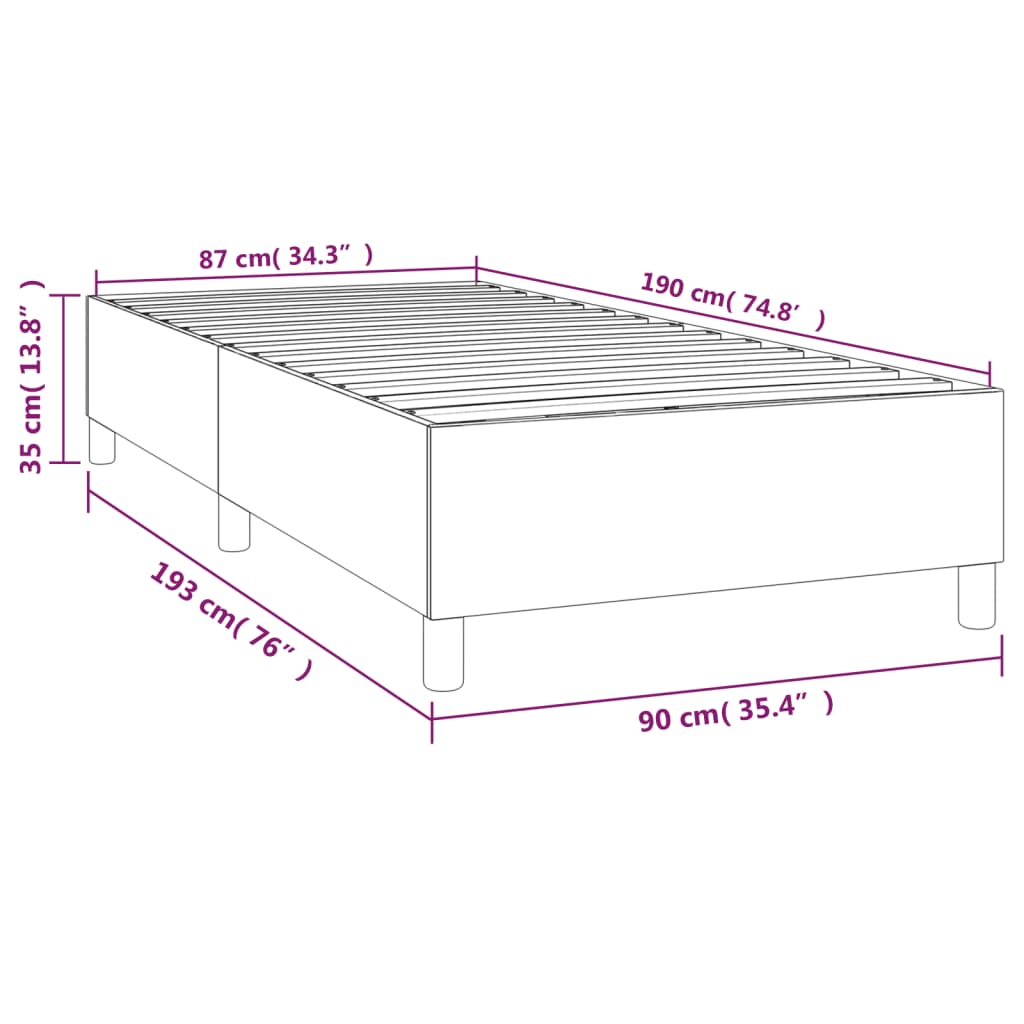 Bettgestell ohne Matratze Hellgrau 90x190 cm Samt