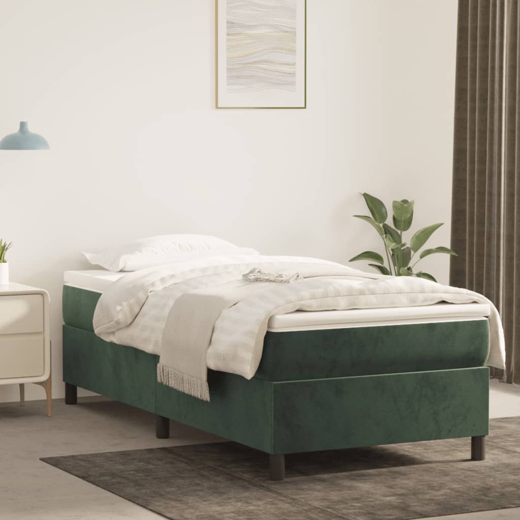 Bettgestell ohne Matratze Dunkelgrün 90x190 cm Samt