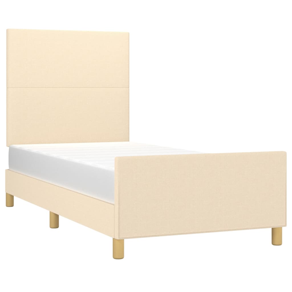 Bettgestell ohne Matratze Creme 80x200 cm Stoff