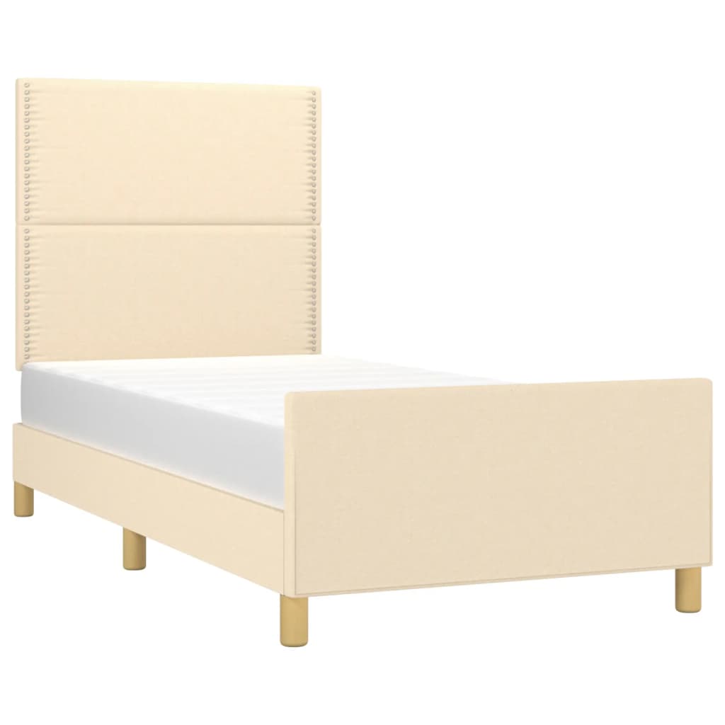 Bettgestell ohne Matratze Creme 100x200 cm Stoff