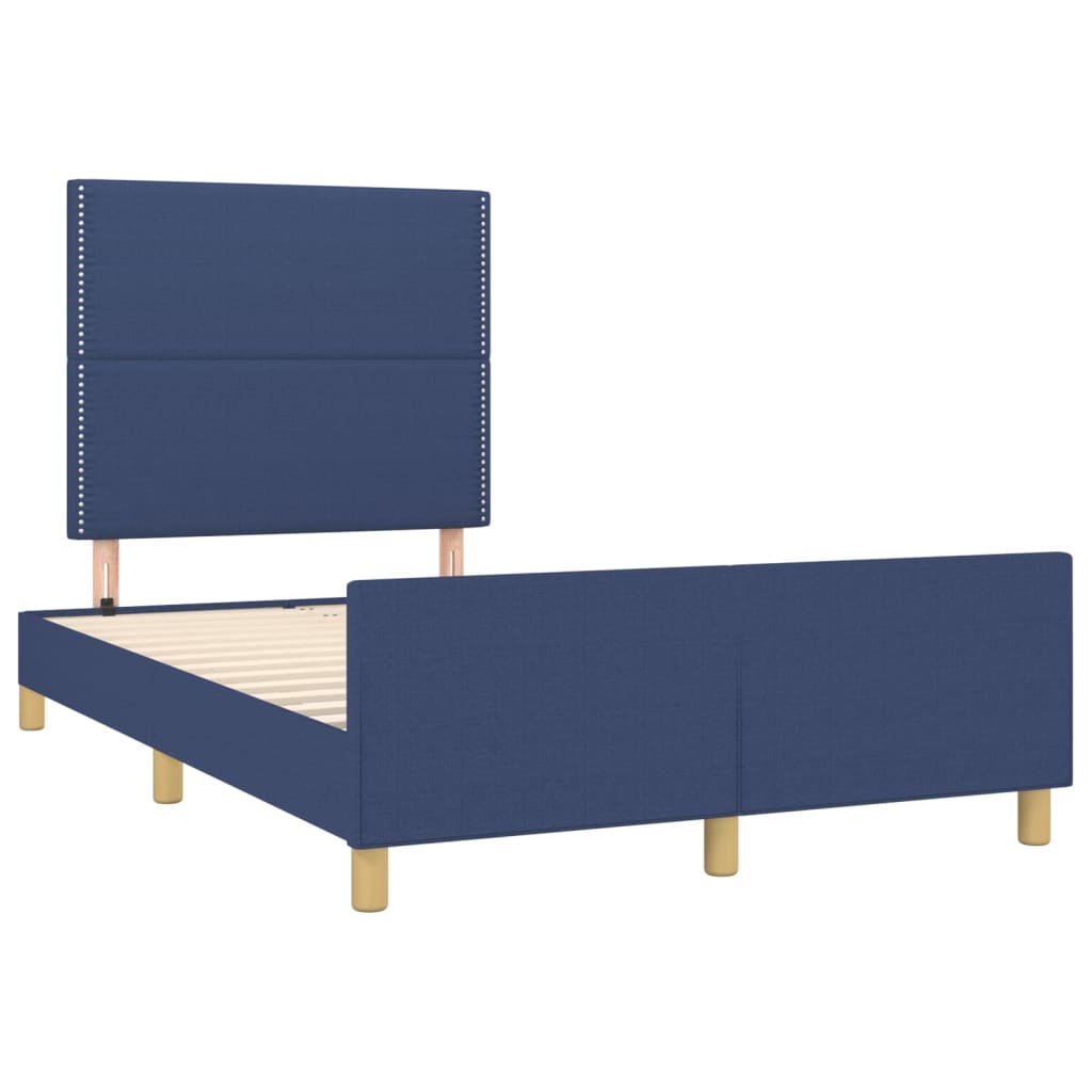 Bettgestell ohne Matratze Blau 120x200 cm Stoff
