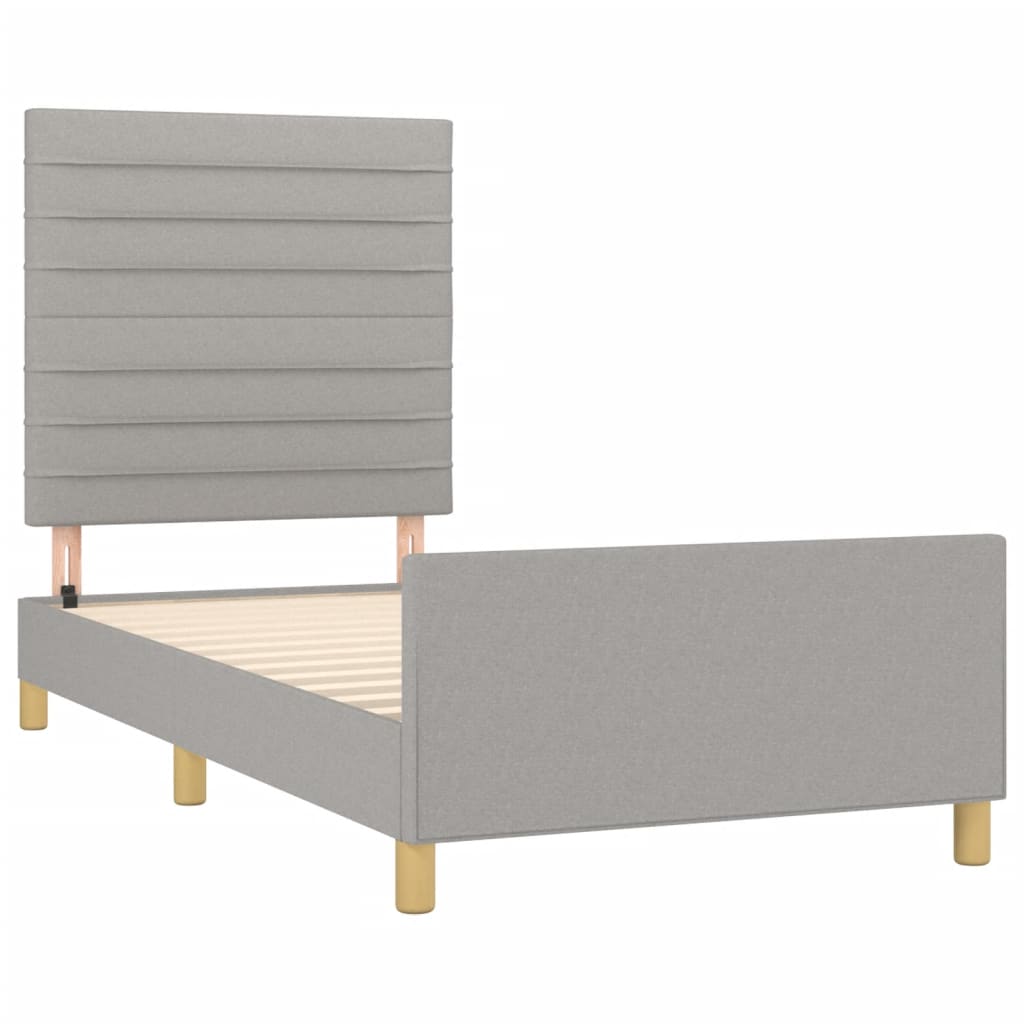 Bettgestell ohne Matratze Hellgrau 100x200 cm Stoff