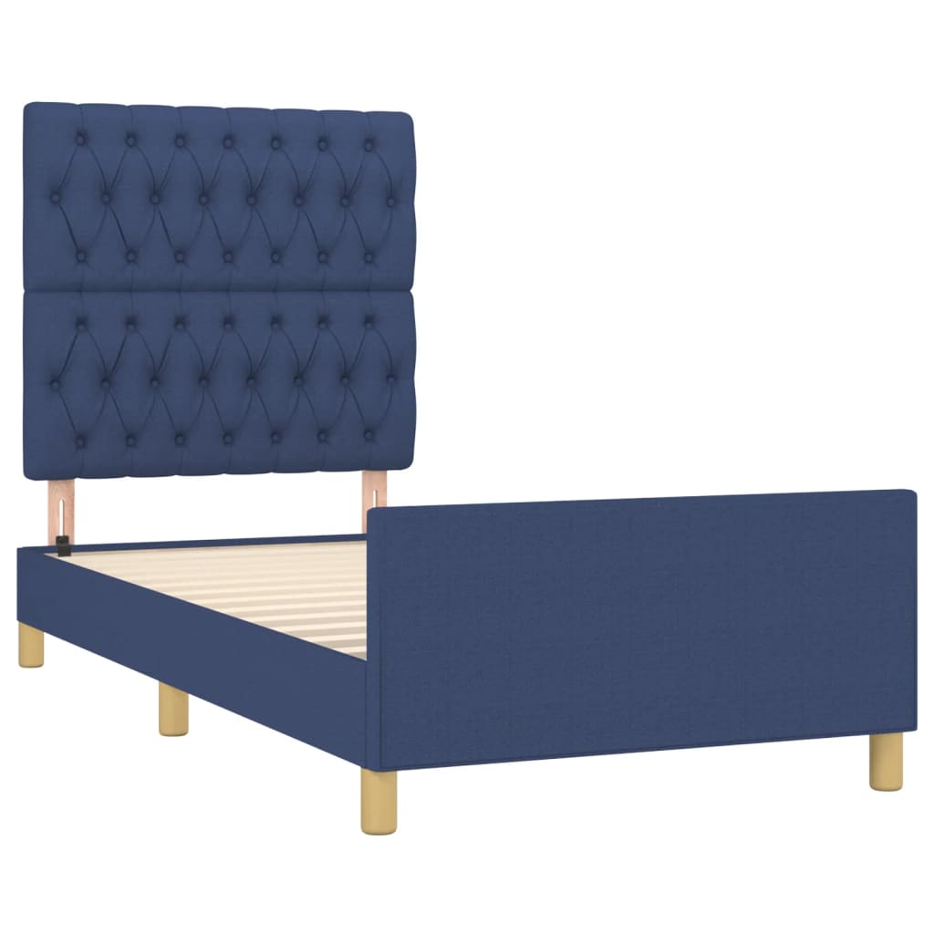Bettgestell ohne Matratze Blau 90x200 cm Stoff