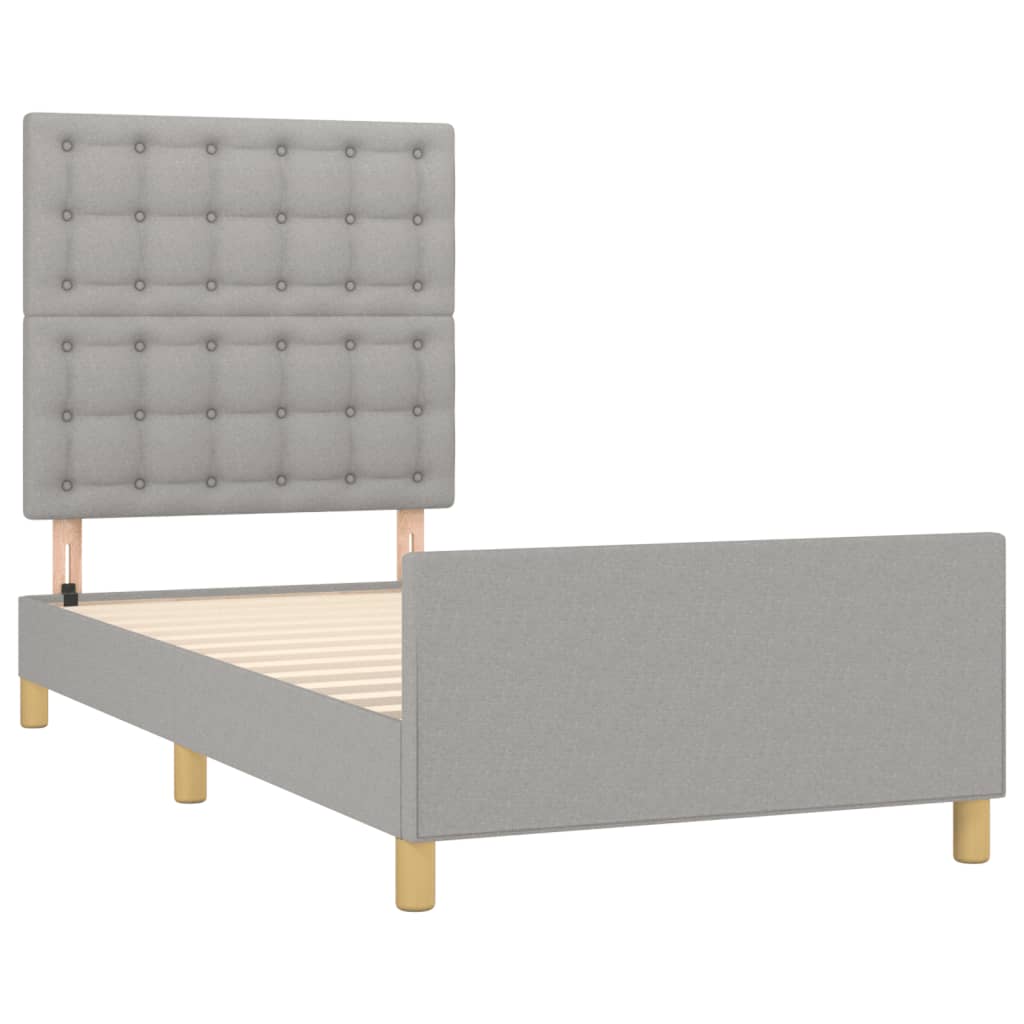 Bettgestell ohne Matratze Hellgrau 100x200 cm Stoff