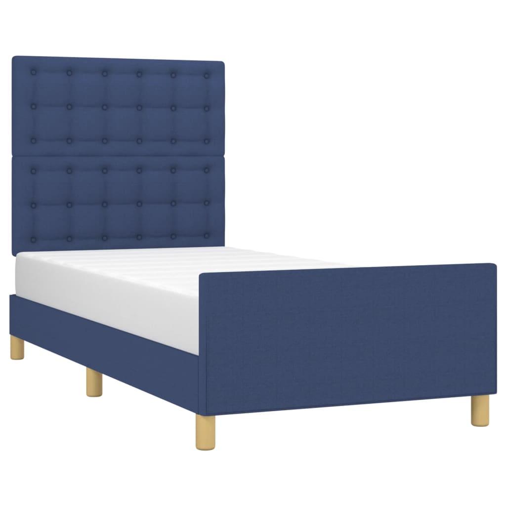 Bettgestell ohne Matratze Blau 100x200 cm Stoff