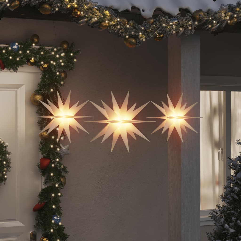 LED Christmas stars 3 pieces. Foldable white