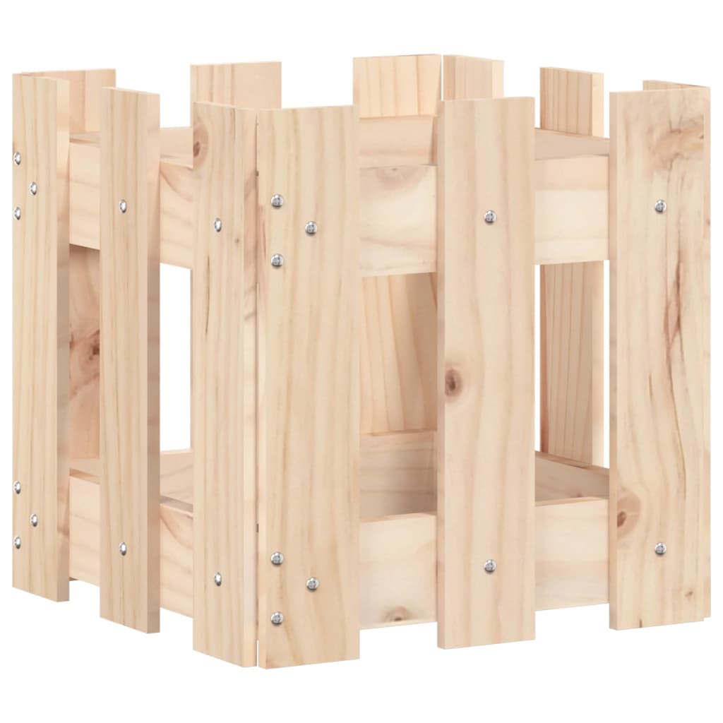 Plant pot picket fence design 30x30x30 cm solid pine wood
