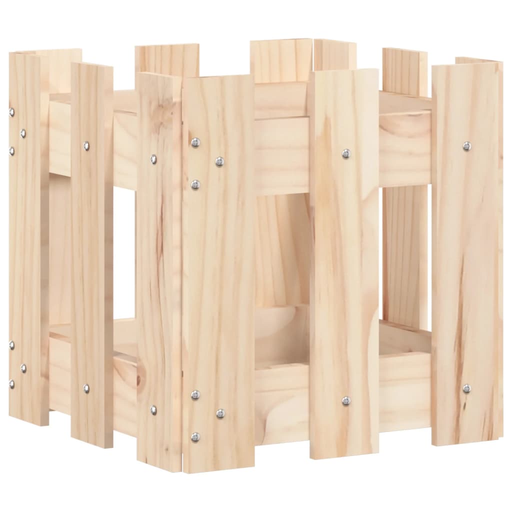 Plant pot picket fence design 30x30x30 cm solid pine wood