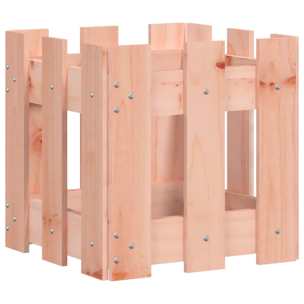 Plant pot picket fence design 30x30x30 cm solid Douglas fir wood