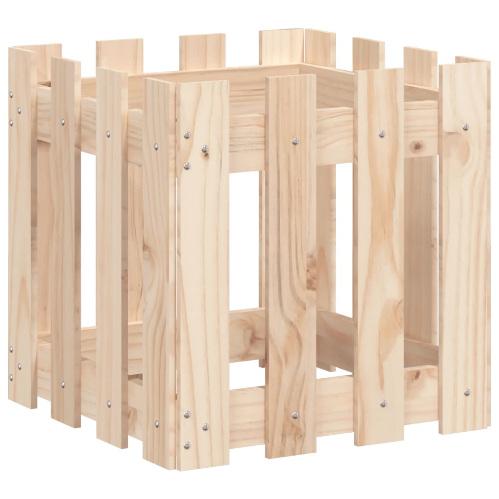 Plant pot picket fence design 40x40x40 cm solid pine wood