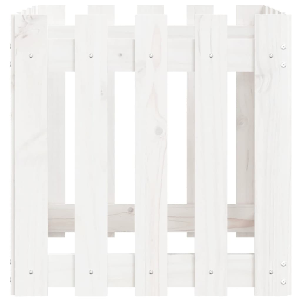 Cache-pot design palissade blanc 50x50x50cm bois de pin massif