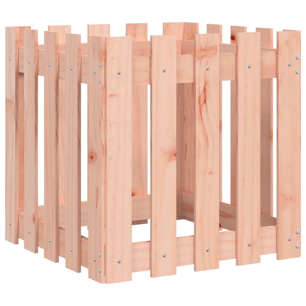 Plant pot picket fence design 50x50x50 cm solid Douglas fir wood