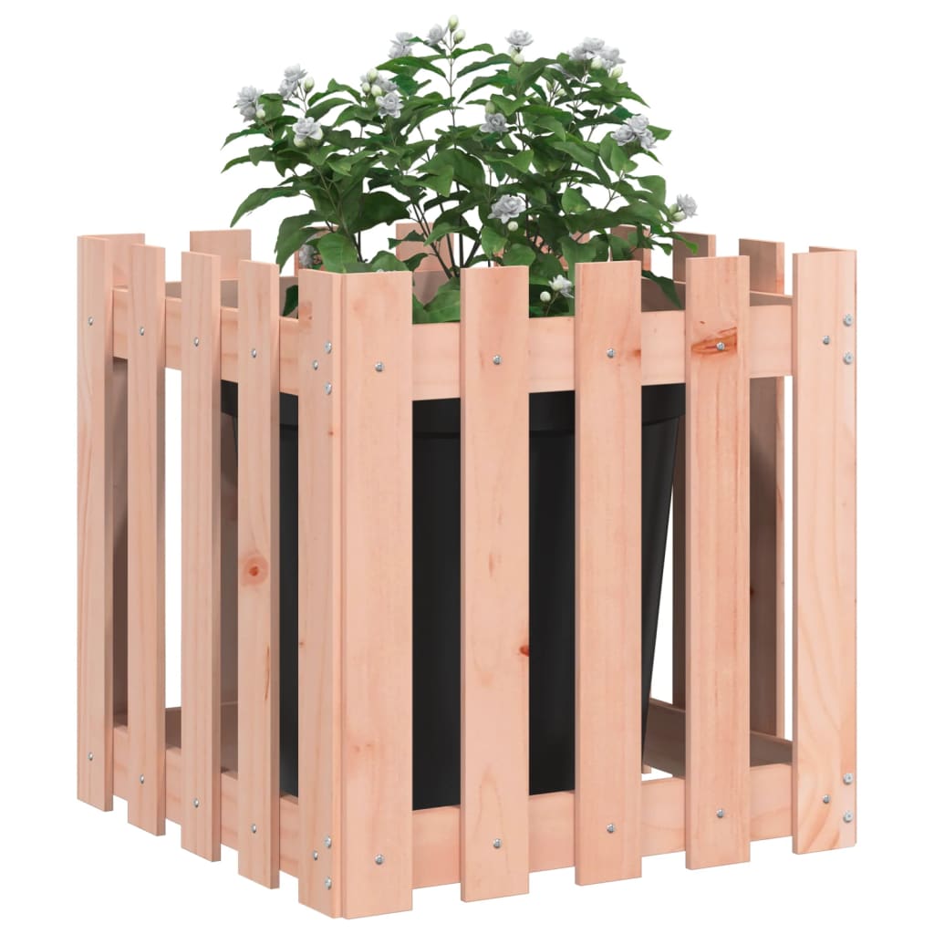 Plant pot picket fence design 50x50x50 cm solid Douglas fir wood