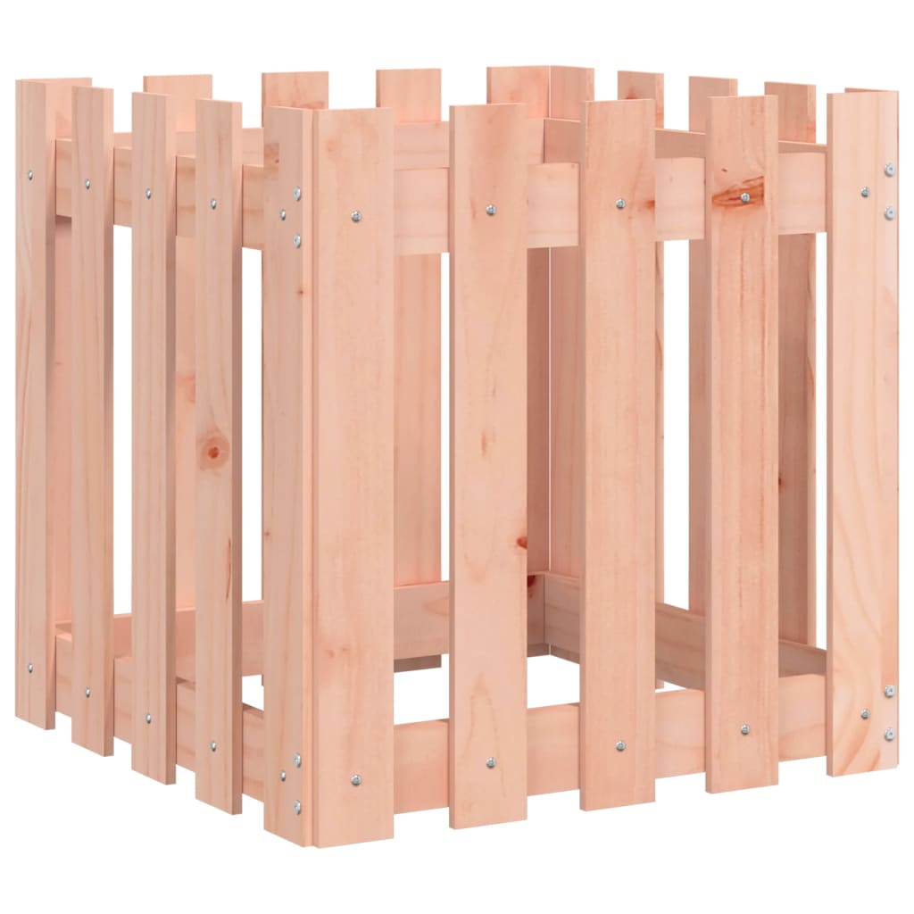 Plant pot picket fence design 50x50x50 cm solid Douglas fir wood