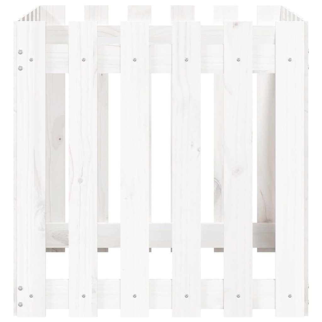 Cache-pot design palissade blanc 60x60x60cm bois de pin massif