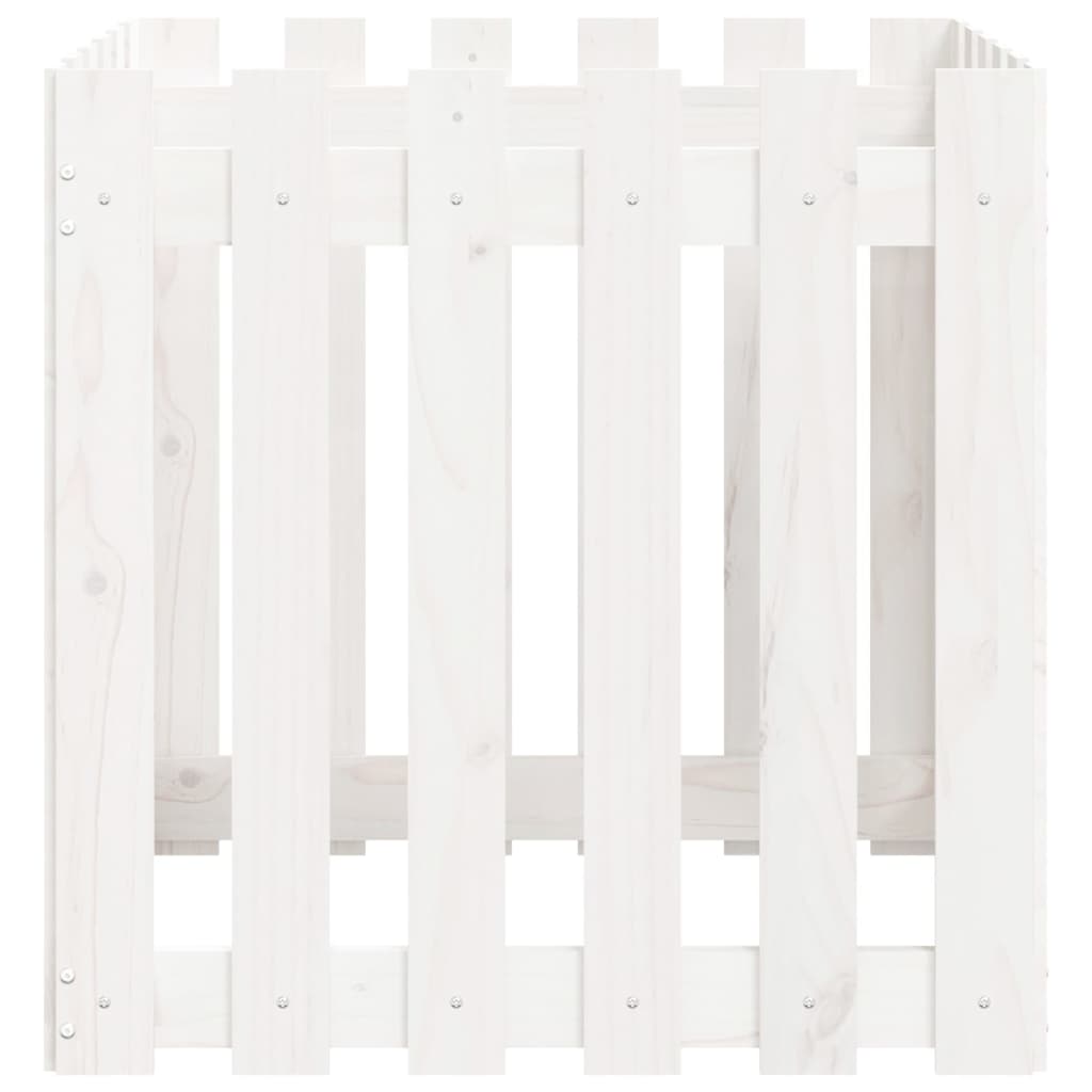 Cache-pot design palissade blanc 60x60x60cm bois de pin massif