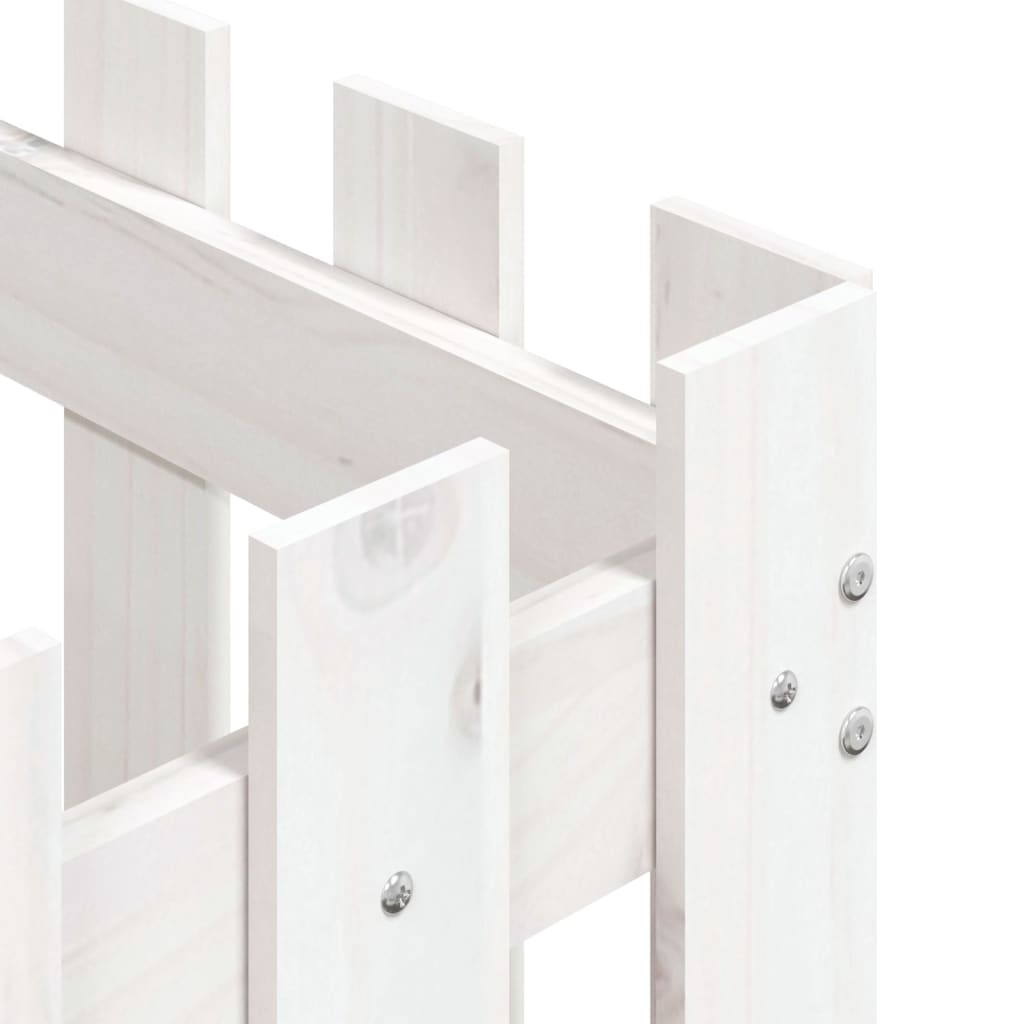 Cache-pot design palissade blanc 60x60x60cm bois de pin massif