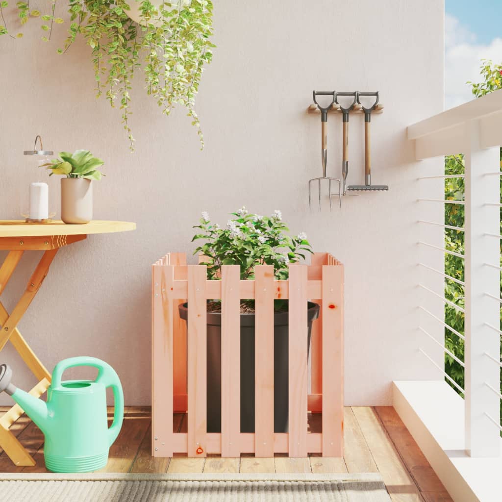 Plant pot picket fence design 60x60x60 cm solid Douglas fir wood
