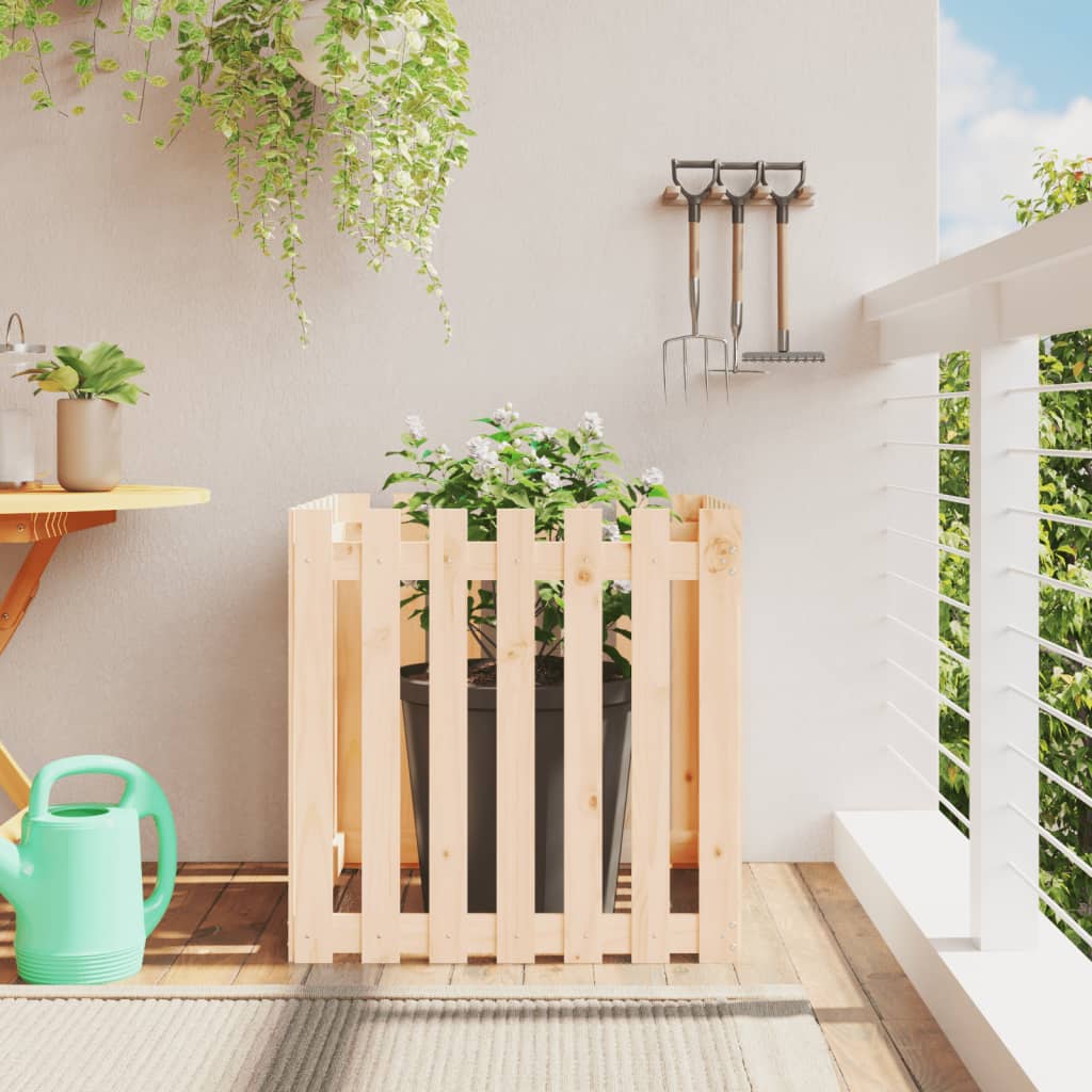 Cache-pot design palissade 70x70x70 cm bois de pin massif