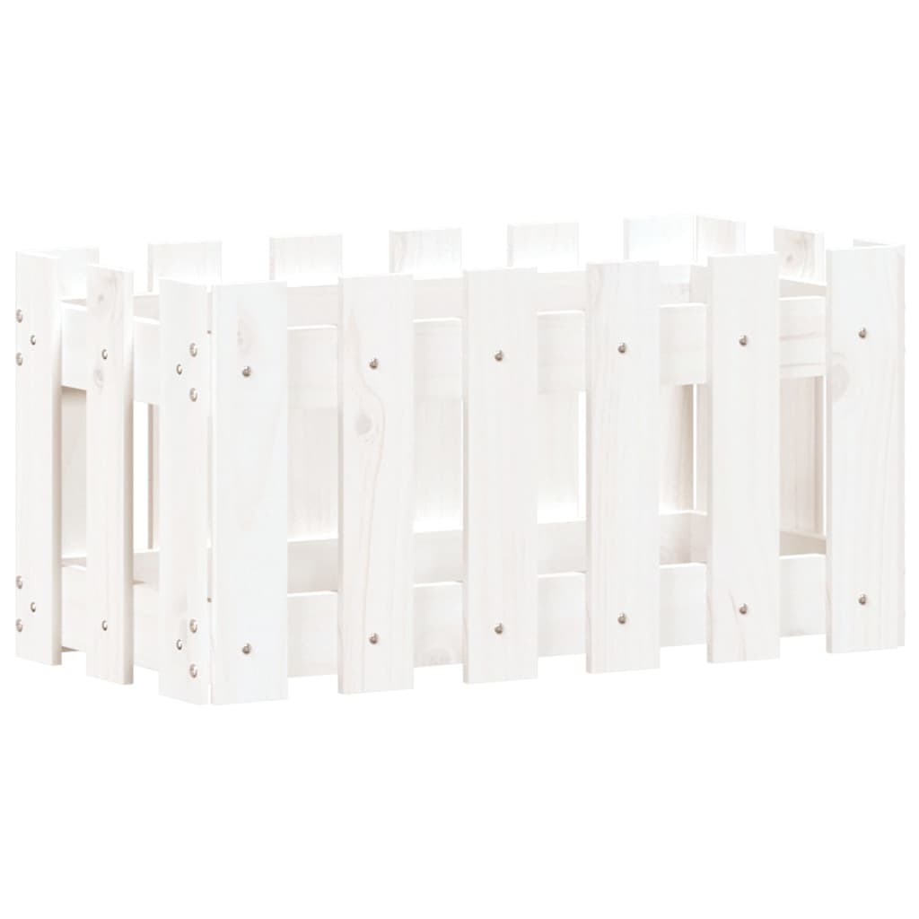 Cache-pot design palissade blanc 60x30x30 cm bois de pin